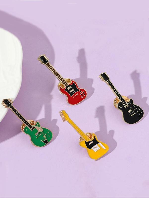  Cute Electric Guitar Design Brooch, Fashionable Clothes Accessories for Men & Women for Birthday Gift,  Enamel Pin Suitable for Backpacks, Jeans, Scarves, Hats Decoration