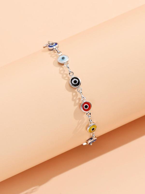 Colorful Alloy Evil Eye Charm Bracelet, Fashionable and Versatile Matching Bracelet for Women, Trendy Cute Accessories for Party and Daily Life As Gift for Girlfriend