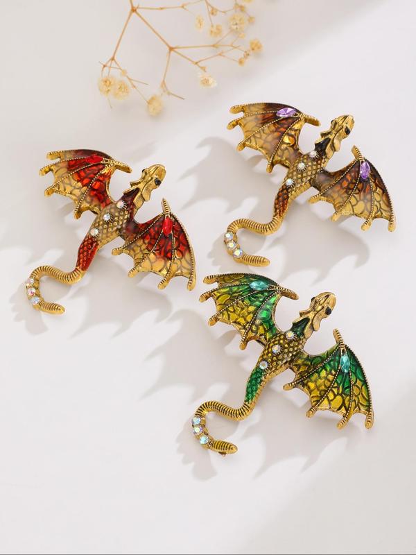 Dragon Design Brooches, Fashion Colorblock Rhinestone Decor Dragon Themed Brooch for Women & Men, Trendy All-match & Exquisite Brooch As Gift