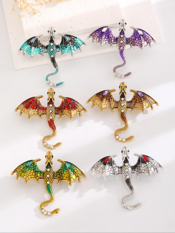 Dragon Design Brooches, Fashion Colorblock Rhinestone Decor Dragon Themed Brooch for Women & Men, Trendy All-match & Exquisite Brooch As Gift