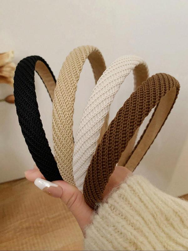 Solid Color Wide Headband Set, Elegant Hair Accessories for Women & Girls, Minimalist Headwear Suitable for Thick Hair