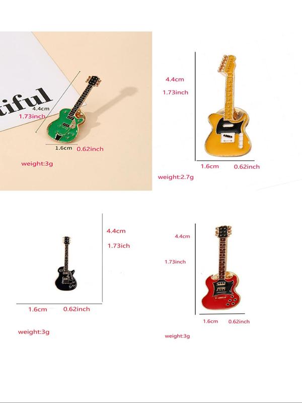  Cute Electric Guitar Design Brooch, Fashionable Clothes Accessories for Men & Women for Birthday Gift,  Enamel Pin Suitable for Backpacks, Jeans, Scarves, Hats Decoration