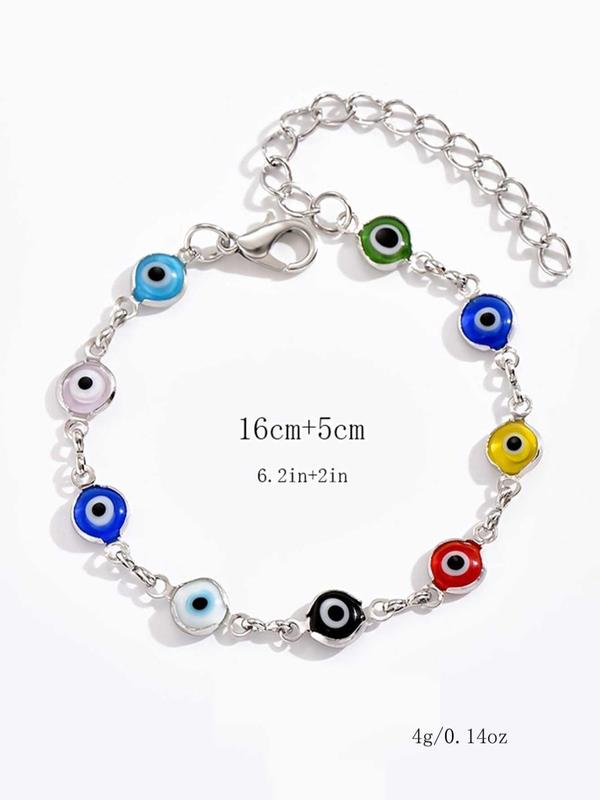 Colorful Alloy Evil Eye Charm Bracelet, Fashionable and Versatile Matching Bracelet for Women, Trendy Cute Accessories for Party and Daily Life As Gift for Girlfriend