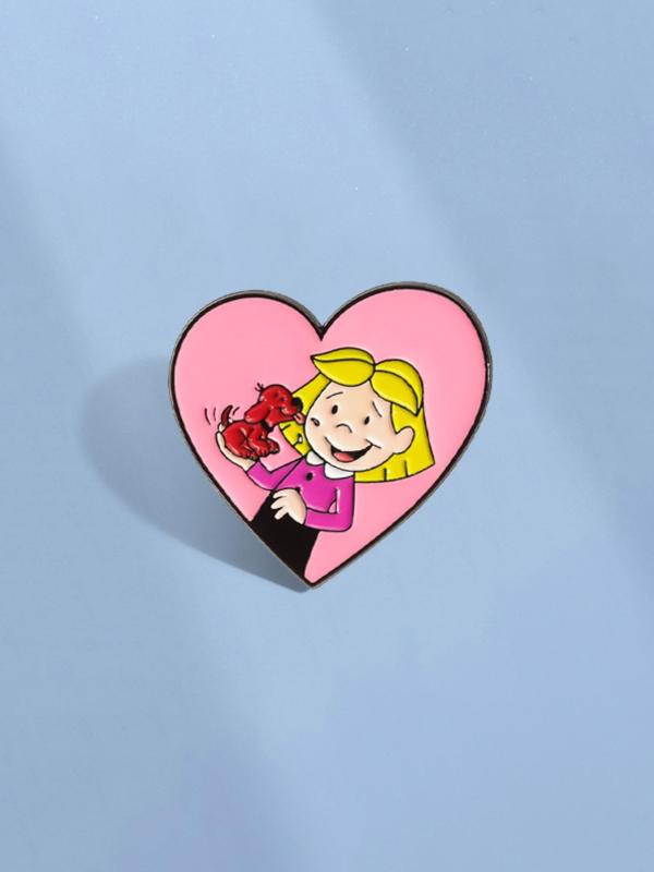 Cute Cartoon Girl Design Brooch, Fashion Alloy Badge for Backpack & Jeans & Jacket, Enamel Pin Suitable for Backpacks, Jeans, Jackets