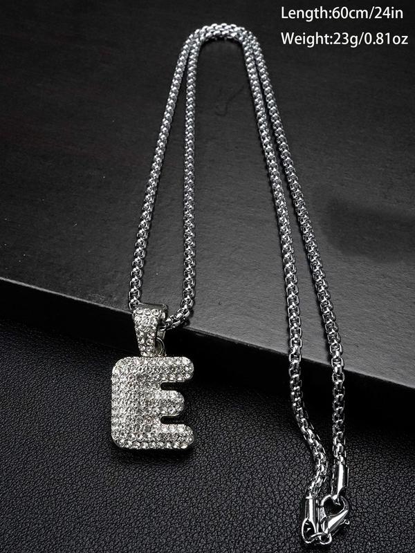 2024 Fashion Rhinestone Inlaid Alphabet Initial Necklace, Alloy Chains Necklaces for Women & Men, Punk Iced out Jewelry, Goth Vintage Jewelry for Women & Male Accessories for Party, Daily Decor