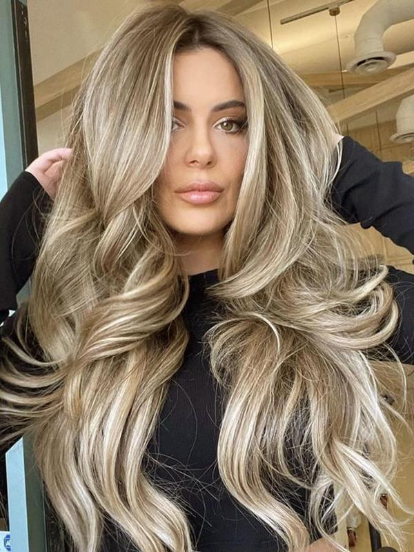 26 Inch Ombre Color Long Wavy Wigs for Women, Gorgeous Fluffy Wigs without Bangs, Synthetic Lace Front Wigs for Party, Daily Use