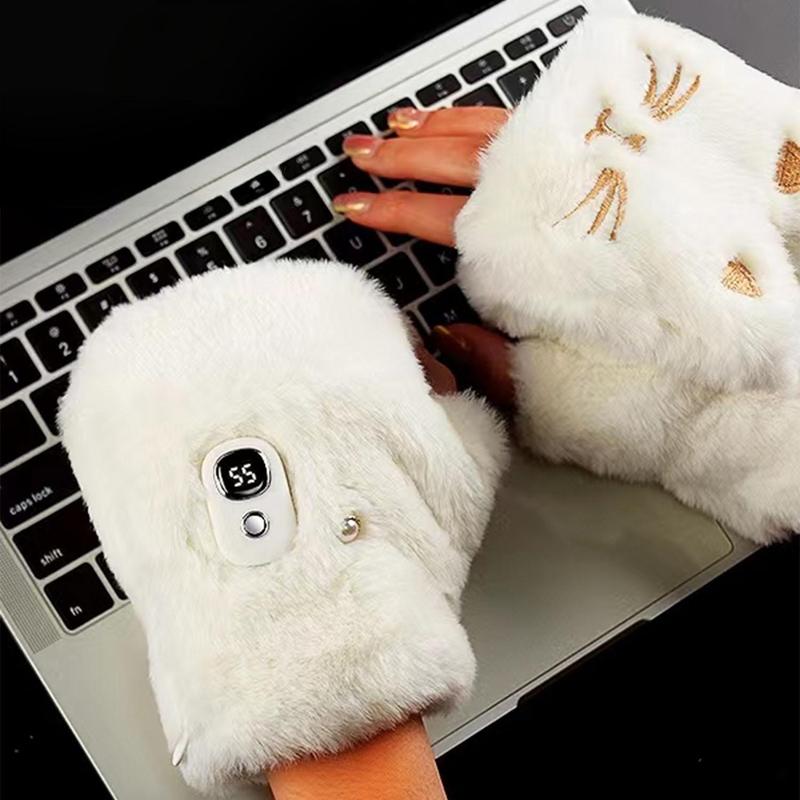 Portable Heating Gloves with Digital Display, USB Rechargeable Hand Warmer, Heated Gloves with 5 Temperature Modes for Home Use, Fall Gift, Winter Gift