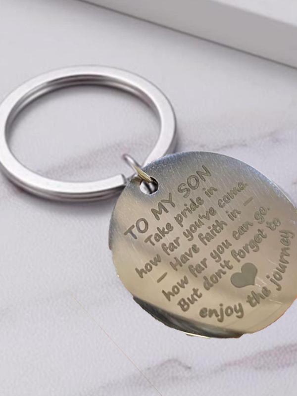 To My Son Keychain, Stainless Steel Keychain for Son, Inspirational Gift for Son, Birthday Xmas Jewelry Gift for Son From Parents