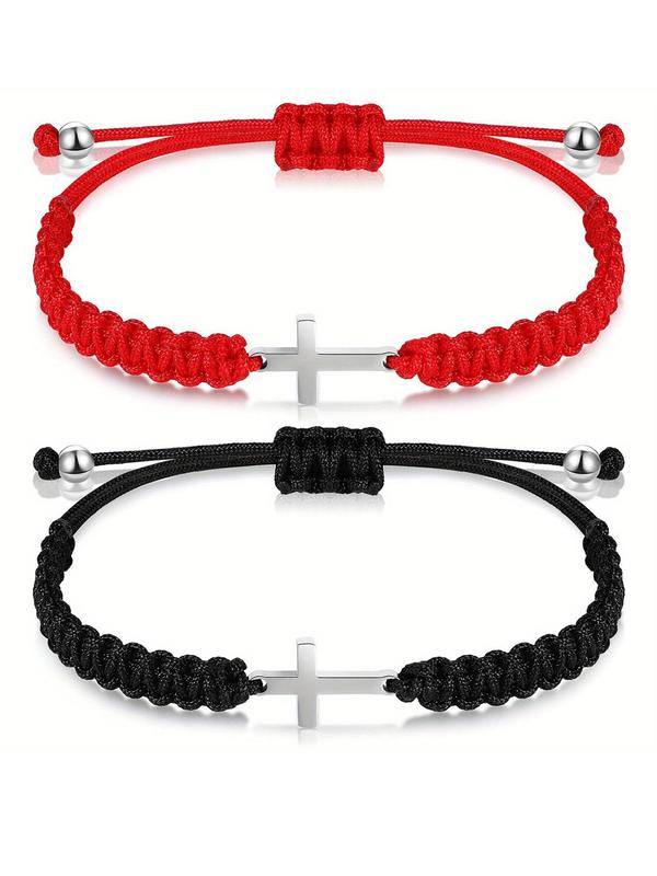 Summer New Fashion Adjustable Cross Couple Bracelet for Back To School, Fashionable Casual Matching Bracelet Jewelry for Men and Women, Bf and Gf Bracelet