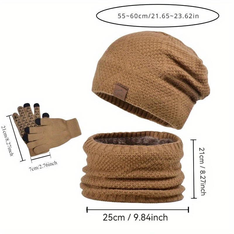 Winter Sports Hat & Gloves & Scarf Set, 3 Counts set Knit Warm Hat & Gloves & Scarf, Touch Screen Gloves, Outdoor Sports Accessories for Men