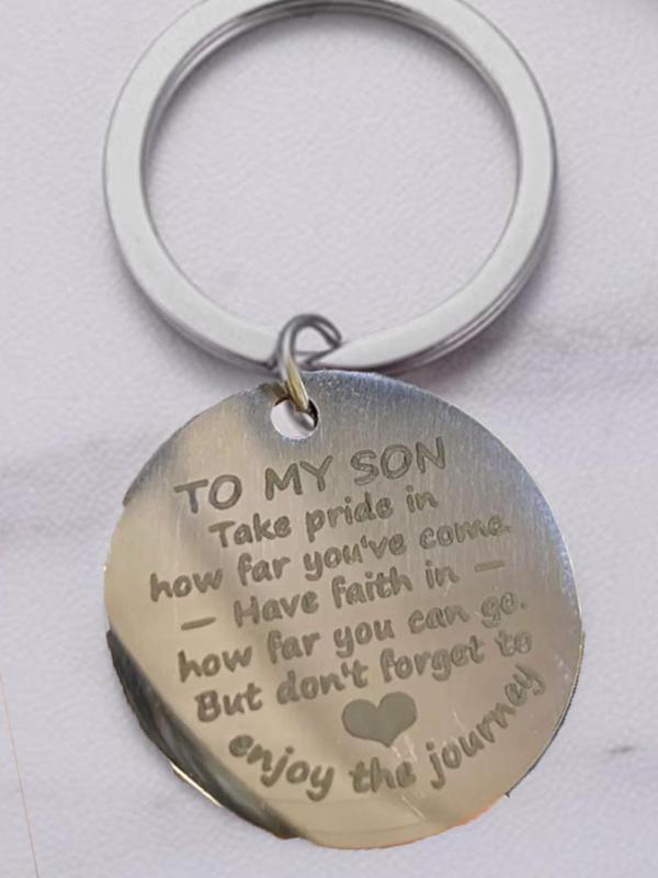 To My Son Keychain, Stainless Steel Keychain for Son, Inspirational Gift for Son, Birthday Xmas Jewelry Gift for Son From Parents