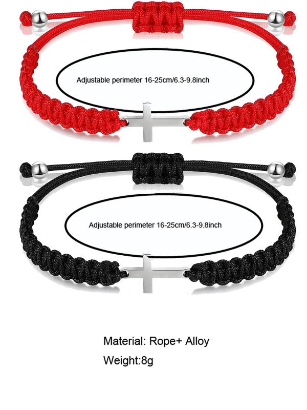 Summer New Fashion Adjustable Cross Couple Bracelet for Back To School, Fashionable Casual Matching Bracelet Jewelry for Men and Women, Bf and Gf Bracelet