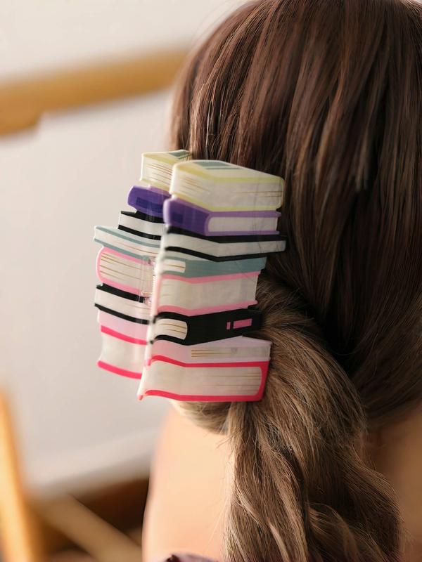 Cute Book Design Hair Claw, Colorful Hair Accessories for Women & Girls, Casual Versatile Hair Accessories for Daily Wear