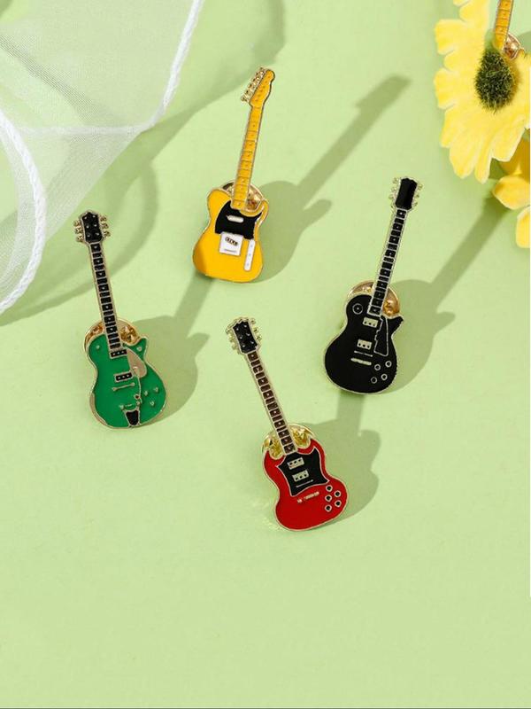  Cute Electric Guitar Design Brooch, Fashionable Clothes Accessories for Men & Women for Birthday Gift,  Enamel Pin Suitable for Backpacks, Jeans, Scarves, Hats Decoration