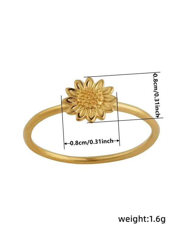 Vintage Sunflower Design Ring, Flower Decor Ring for Women, Fashion Jewelry for Party, Daily Clothing Decor for Girl