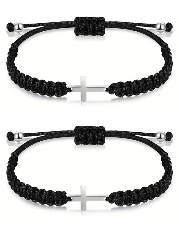 Summer New Fashion Adjustable Cross Couple Bracelet for Back To School, Fashionable Casual Matching Bracelet Jewelry for Men and Women, Bf and Gf Bracelet