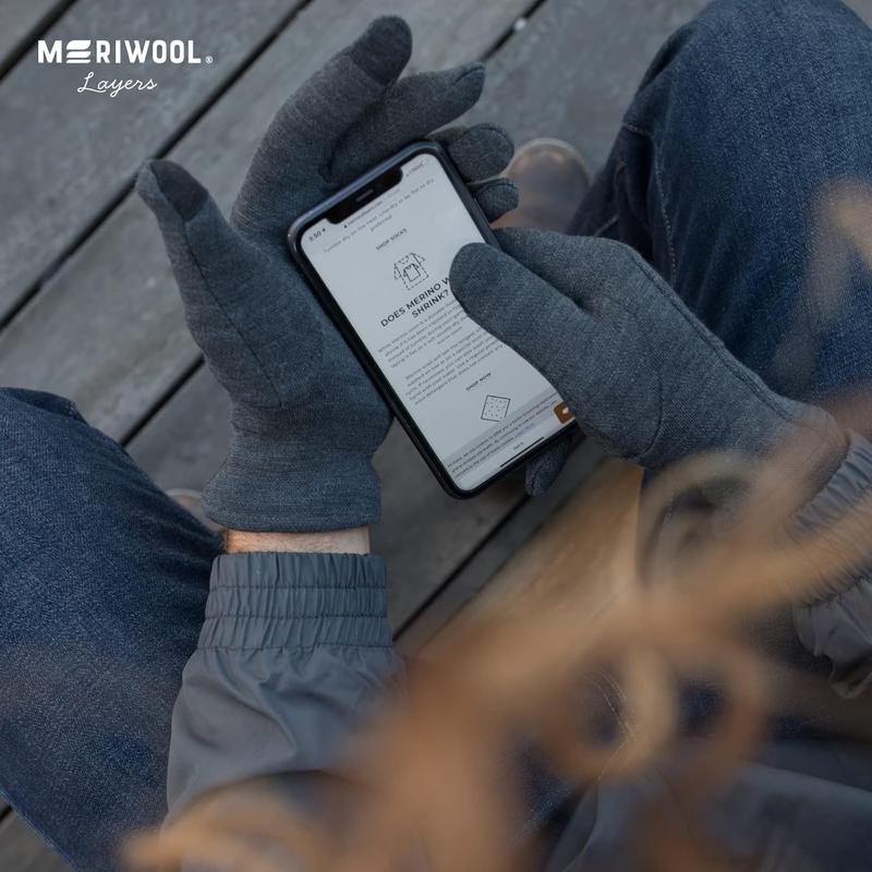 HZB MERIWOOL Merino Wool Glove Liners - Touchscreen Compatible