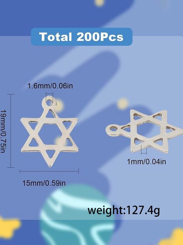 Stainless Steel Star Of David Pendant Kit, Hollow Out Design Pendant, DIY Jewelry Making Supplies for Bracelet & Necklace Making