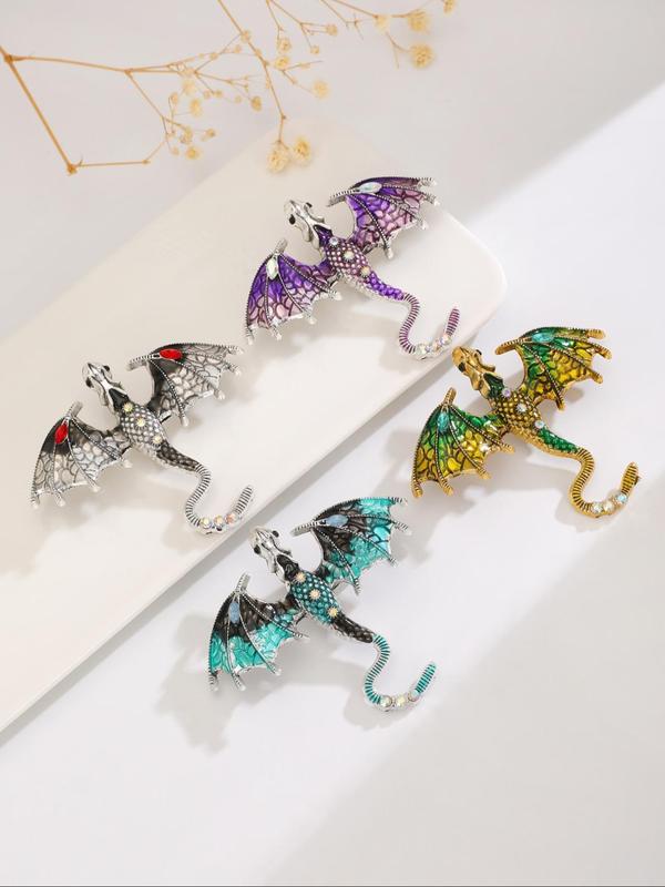 Dragon Design Brooches, Fashion Colorblock Rhinestone Decor Dragon Themed Brooch for Women & Men, Trendy All-match & Exquisite Brooch As Gift