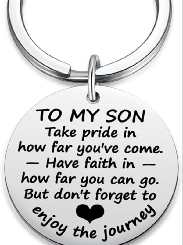 To My Son Keychain, Stainless Steel Keychain for Son, Inspirational Gift for Son, Birthday Xmas Jewelry Gift for Son From Parents