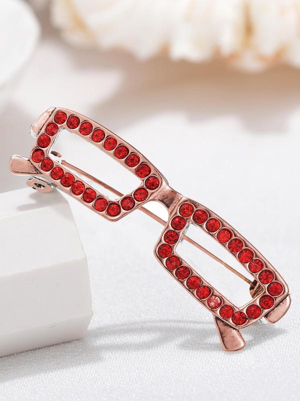 Rhinestone Decorated Eyeglasses Design Brooch, Fashionable Clothes Brooch for Women & Men, Trendy All-match & Exquisite Brooch for Birthday Gift