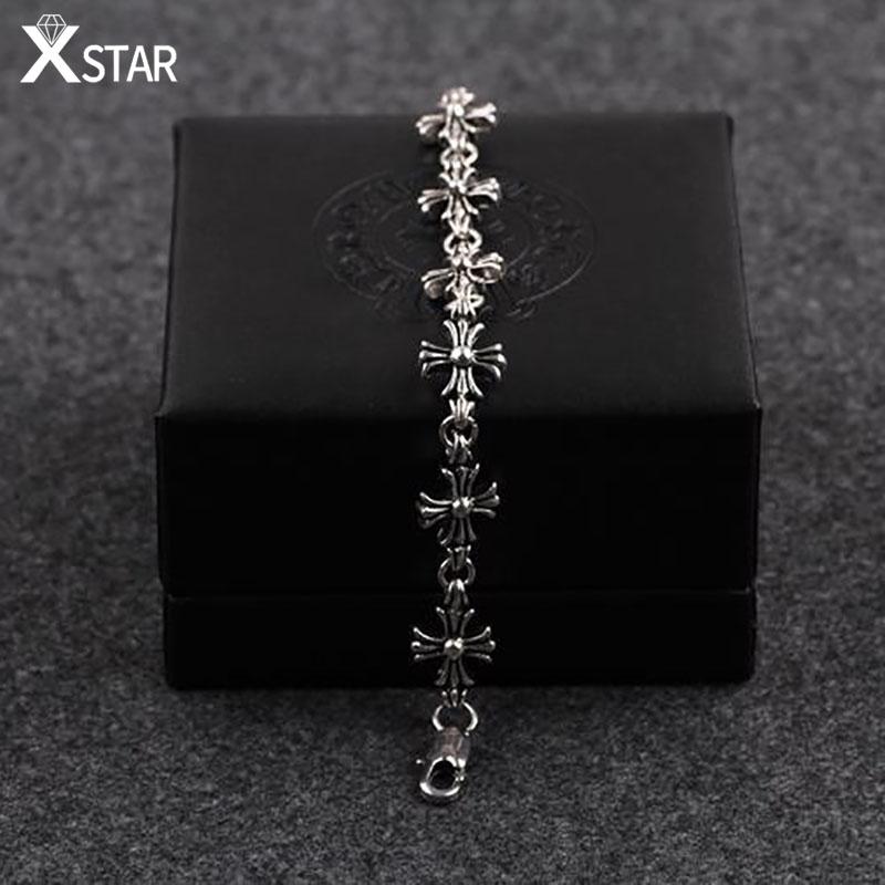 [Limited time offer] Xstar Punk Style New Cross Retro Bracelet High End Niche Jewelry Couple Titanium Steel Bracelet Gift Handmade Accessories Cross Bracelet