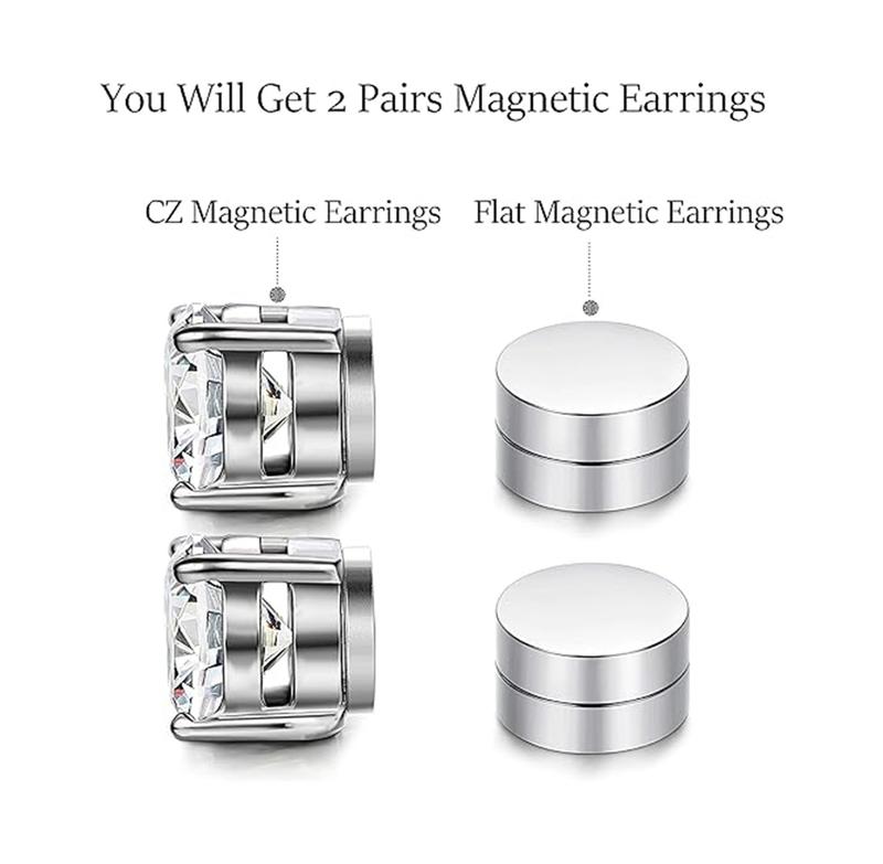 Stainless Steel Magnetic Stud Earrings for Men Women Non Piercing Clip on Earrings 8MM silver bangles