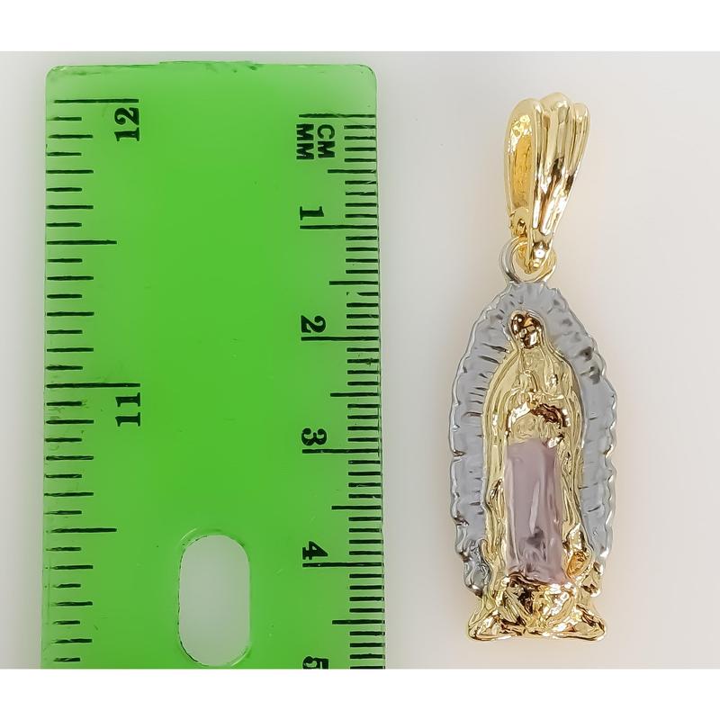 Plated Tri-Color Virgin Mary Pendant