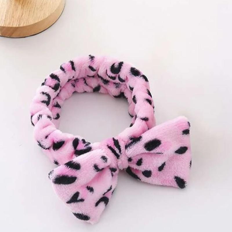 Leopard Print Hair Band, 1 Count Portable Bowknot Design Cute Headband for Face Wash Makeup Women Girls