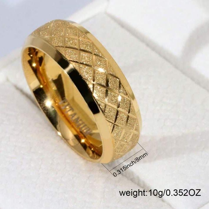 8mm wide matte gold tungsten steel ring, simple design for men, birthday gift for boyfriend