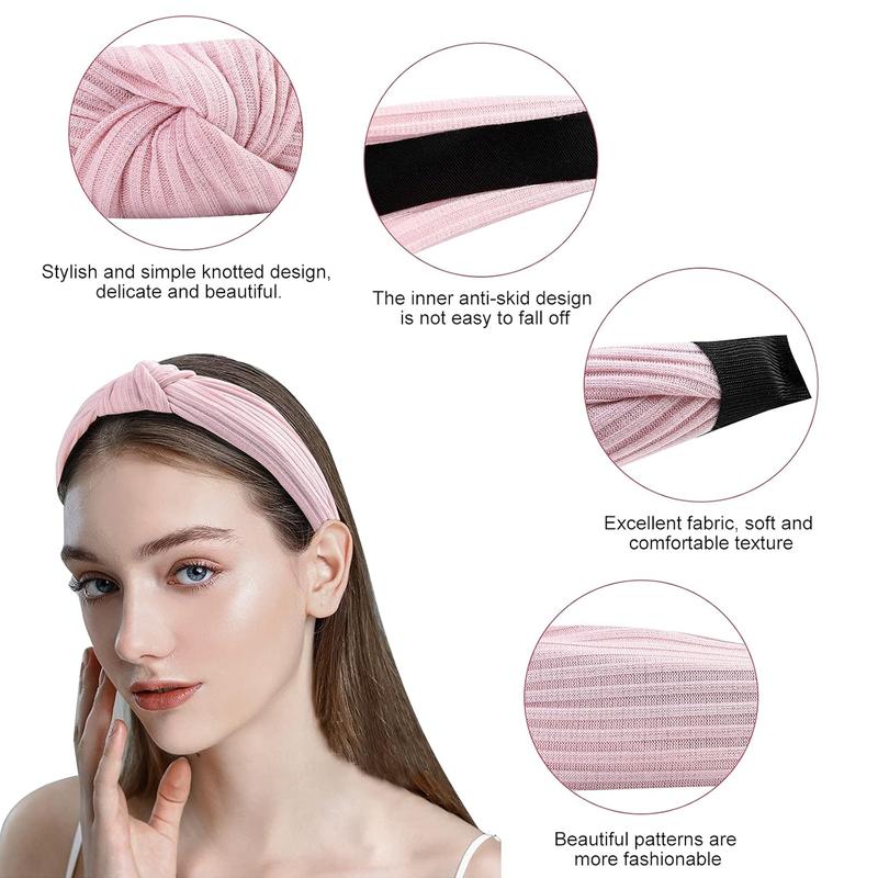 10 Pack Knotted Wide Headbands for Women Cute Fashion  Wrap in Solid Color Non-slip Hair Accessories for Daily Festival Presents