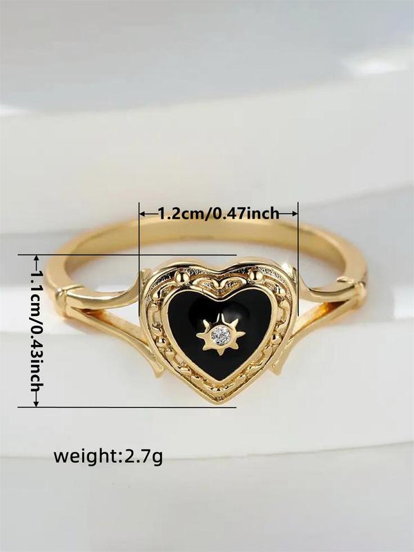 Romantic Heart Design Promise Ring,  Fashion Rhinestone Decorated Hollow out Design Accessories for Wedding Party, Elegant Jewelry for Women