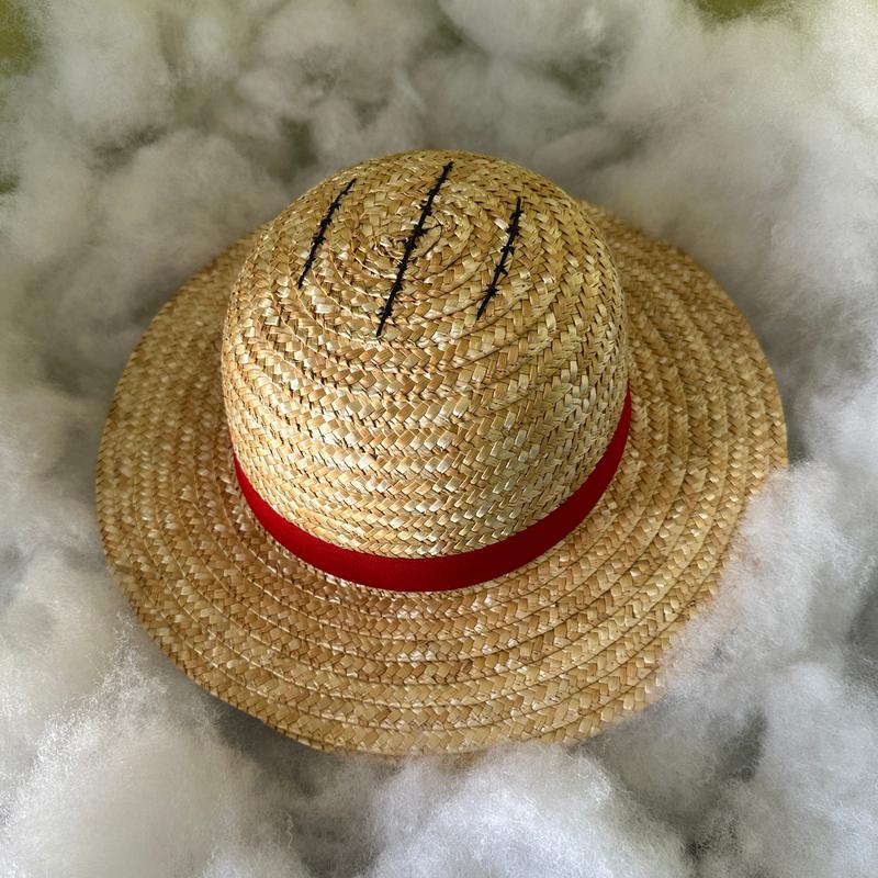 Stitched Luffy Straw Hat, Buggy Claw Marks, Men and Women, One Piece Inspired, Bamboo Material, Anime-Inspired Adventure Accessory, beach hats