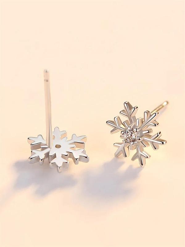 Snowflake Design Rhinestone Decor Stud Earrings, Elegant Jewelry for Women for Party, Daily Clothing Decor, Trendy All-match & Exquisite Jewelry for Birthday Gift