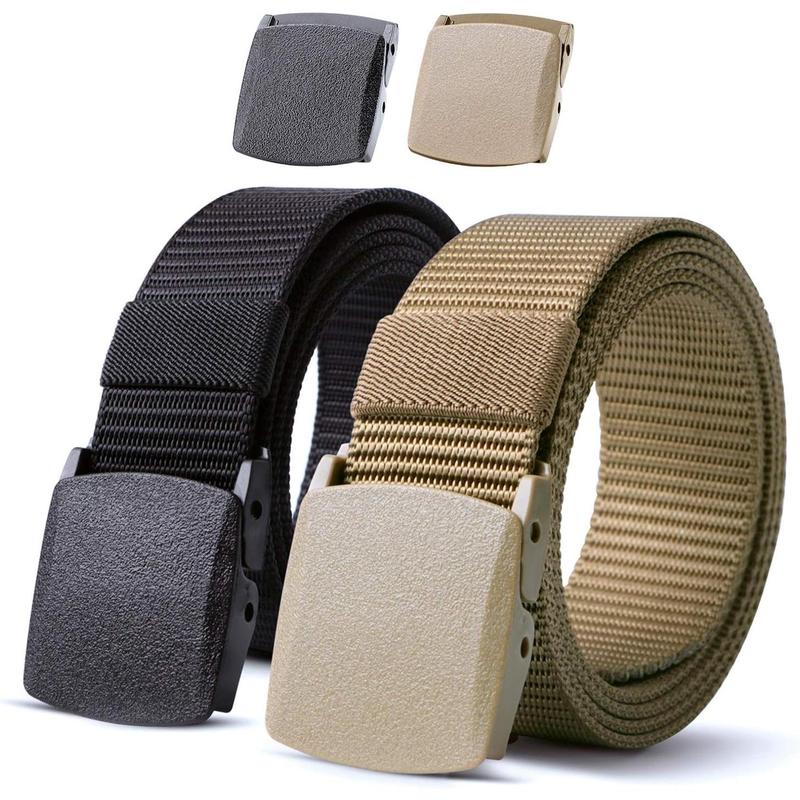 Nylon Military Tactical Men Belt 2 Pack Webbing Canvas Outdoor Web Belt with Plastic Buckle gift for Men