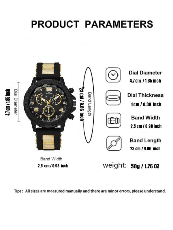 Men's Sporty Minimalist Quartz Watch, Fashion Watch with Silicone Strap, Trendy All-match & Exquisite Accessories for Birthday Gift without Box