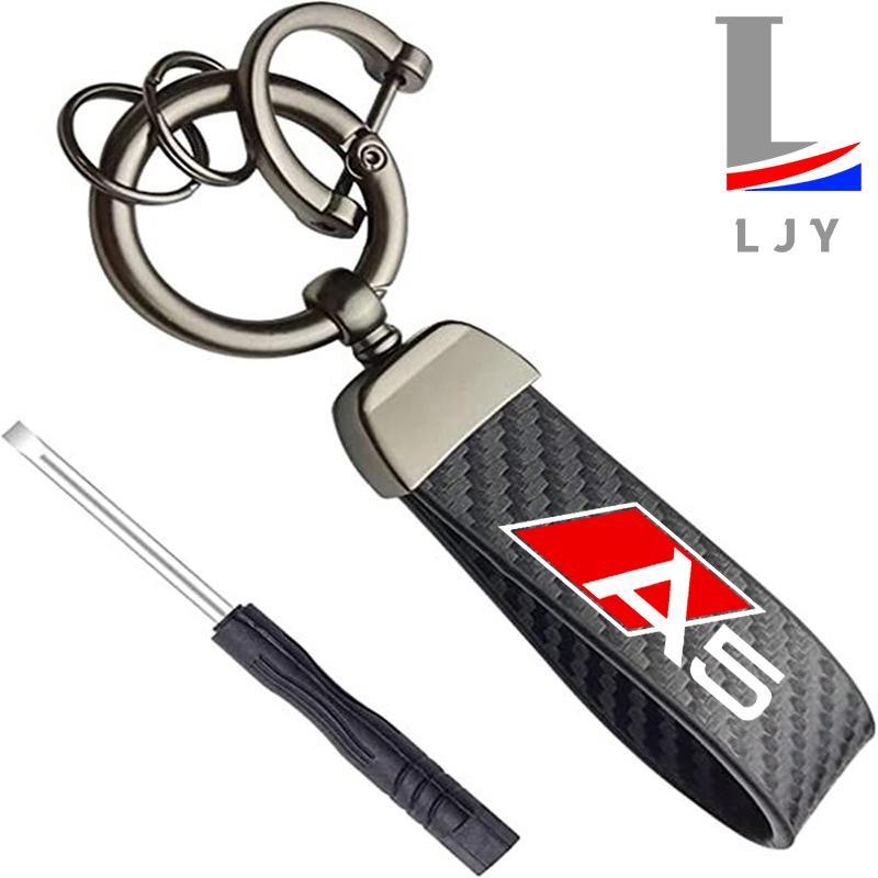 Car Keychain, Car Keychain with PU Leather Strap, Universal Keychain for Audi A3 A4 A5 A6 A7 A8 Q2 Q3 Q5 Q7