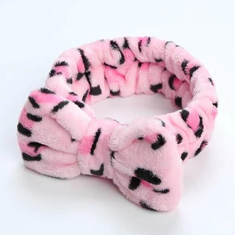 Leopard Print Hair Band, 1 Count Portable Bowknot Design Cute Headband for Face Wash Makeup Women Girls