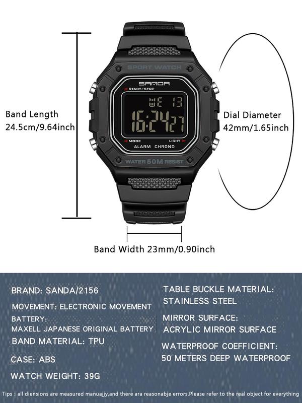 Men's Sporty Digital Watch, Fashionable Digital Watch with Luminous & Waterproof Feature, Trendy Multifunctional Watch for Men As Gift with Box