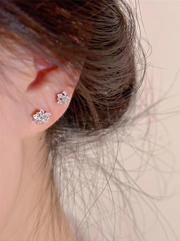 3 Pairs Multiple Size Rhinestone Decor Star Design Stud Earrings, Simple Matching Earrings for Everyday Use, Fashion Accessories for Women for Gift