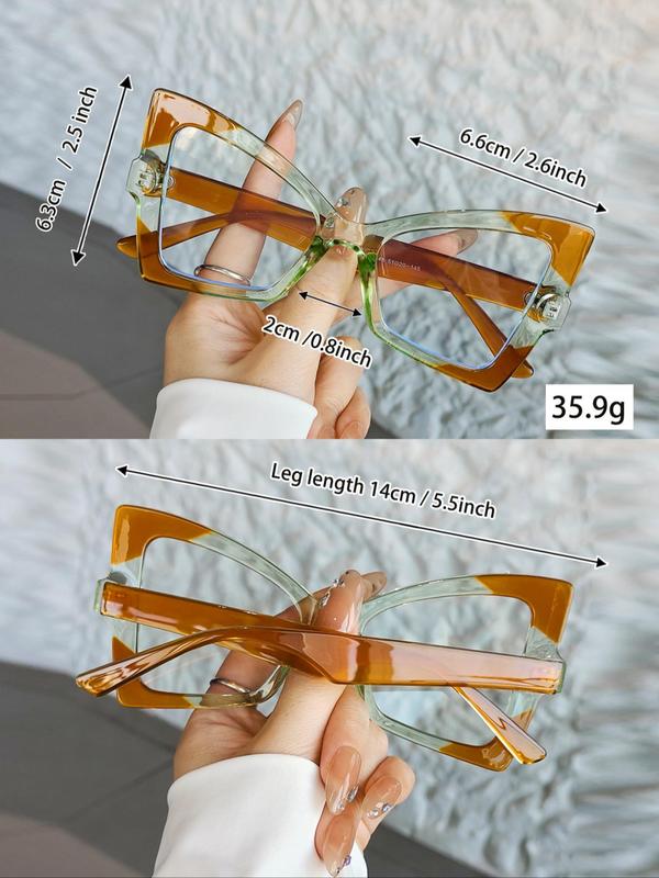 Fashionable Cat Eye Frame Eyeglasses, Trendy Casual Eyeglasses for Women & Men, Fashion Eyeglasses for Work, Daily Clothing Decor, Perfect for Student Daily Use