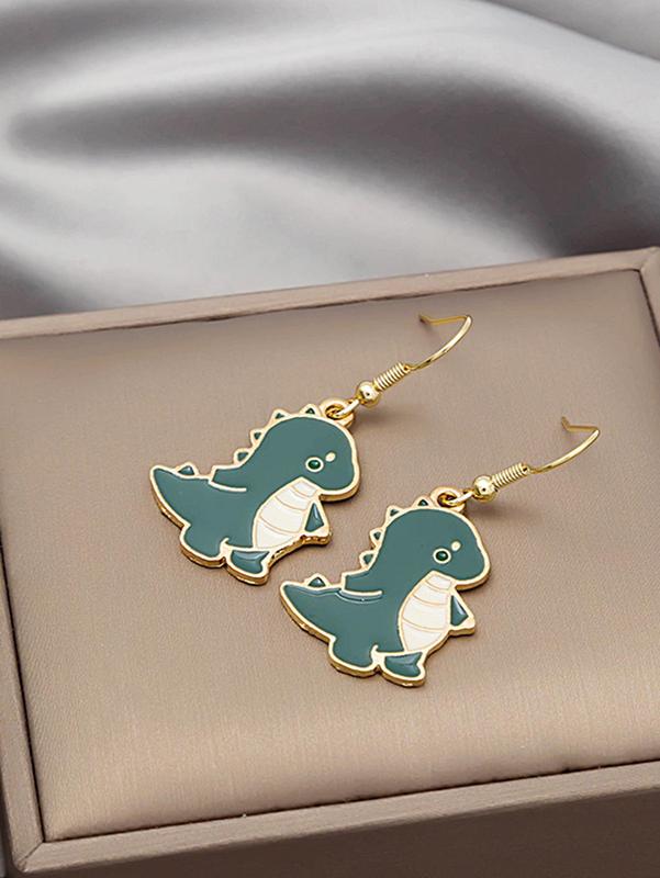 Cute Cartoon Dinosaur Design Dangle Earrings, 1 Pair Novelty Animal Theme Pendant Earrings, Fashionable Alloy Jewelry for Parties, Daily Clothing Decoration, Gift for Women and Girl