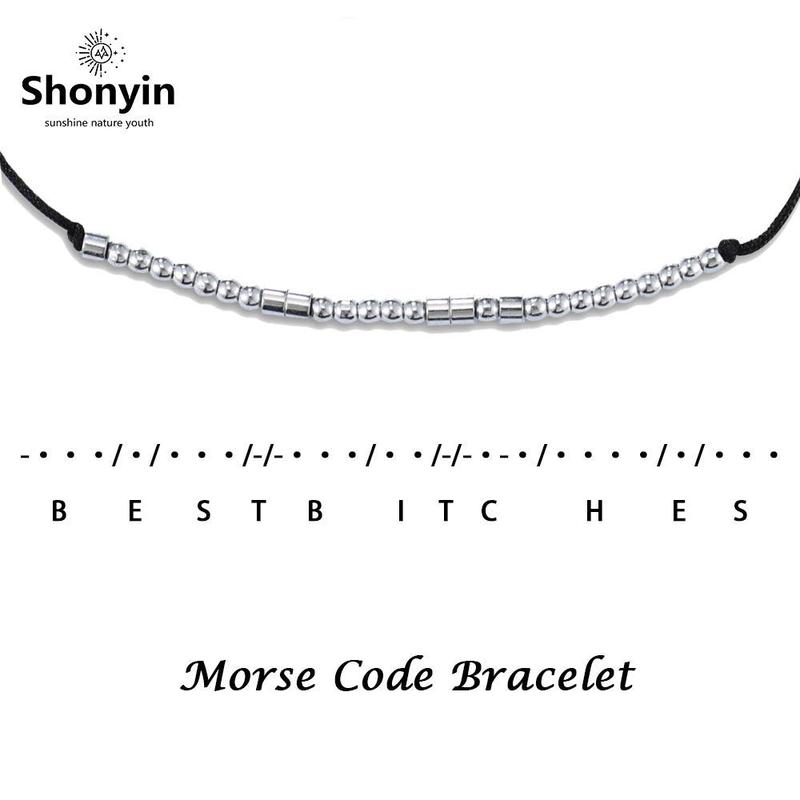 Morse Code Bracelets for Women Men, String Bracelets, Inspirational Bracelets for Best Friend Unbiological Sister Daughter Niece Adjustable Bracelets