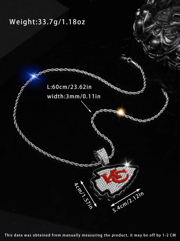 Letter Design & Rhinestone Decorated Pendant Necklace for Men, Fashion Punk Style Jewelry for Party, Daily Clothing Decor, Trendy All-match & Exquisite Jewelry for Birthday Gift