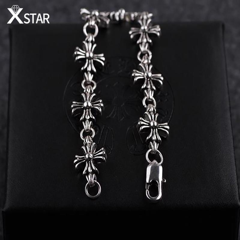 [Limited time offer] Xstar Punk Style New Cross Retro Bracelet High End Niche Jewelry Couple Titanium Steel Bracelet Gift Handmade Accessories Cross Bracelet