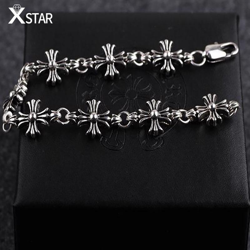 [Limited time offer] Xstar Punk Style New Cross Retro Bracelet High End Niche Jewelry Couple Titanium Steel Bracelet Gift Handmade Accessories Cross Bracelet