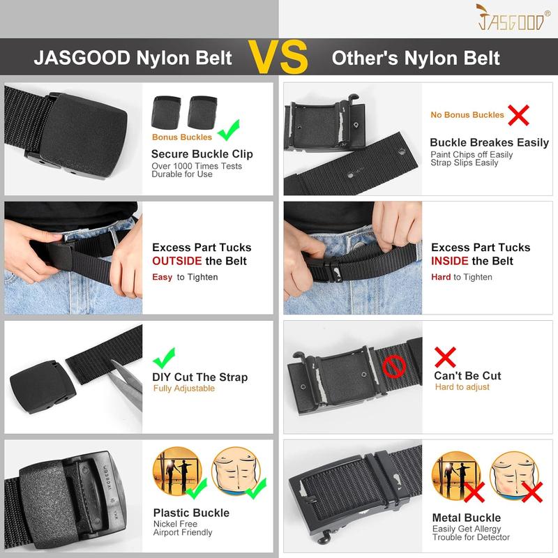 Nylon Military Tactical Men Belt 2 Pack Webbing Canvas Outdoor Web Belt with Plastic Buckle gift for Men