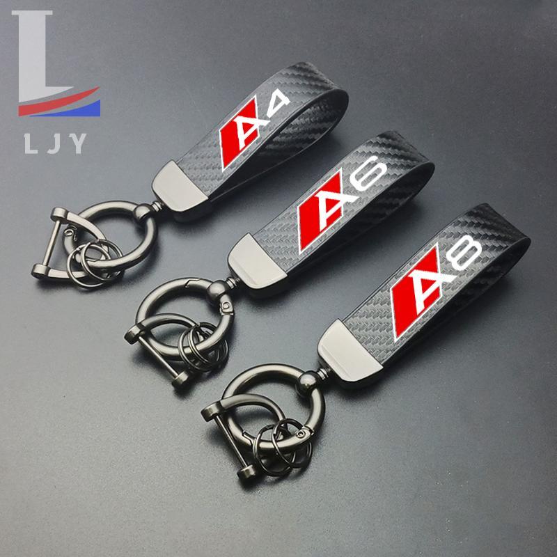 Car Keychain, Car Keychain with PU Leather Strap, Universal Keychain for Audi A3 A4 A5 A6 A7 A8 Q2 Q3 Q5 Q7