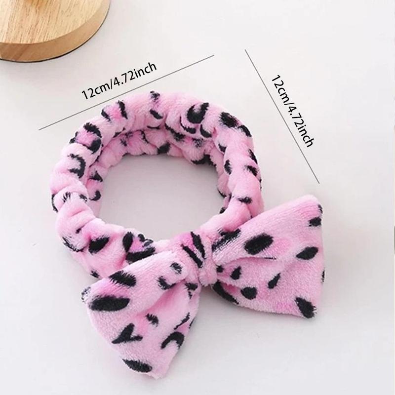 Leopard Print Hair Band, 1 Count Portable Bowknot Design Cute Headband for Face Wash Makeup Women Girls