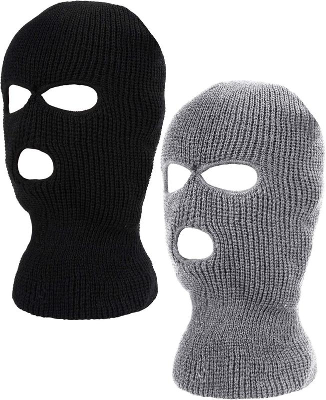 2 count Knitted Full Face Cover 3 Hole Mask Winter Balaclava Face Cover, One Size